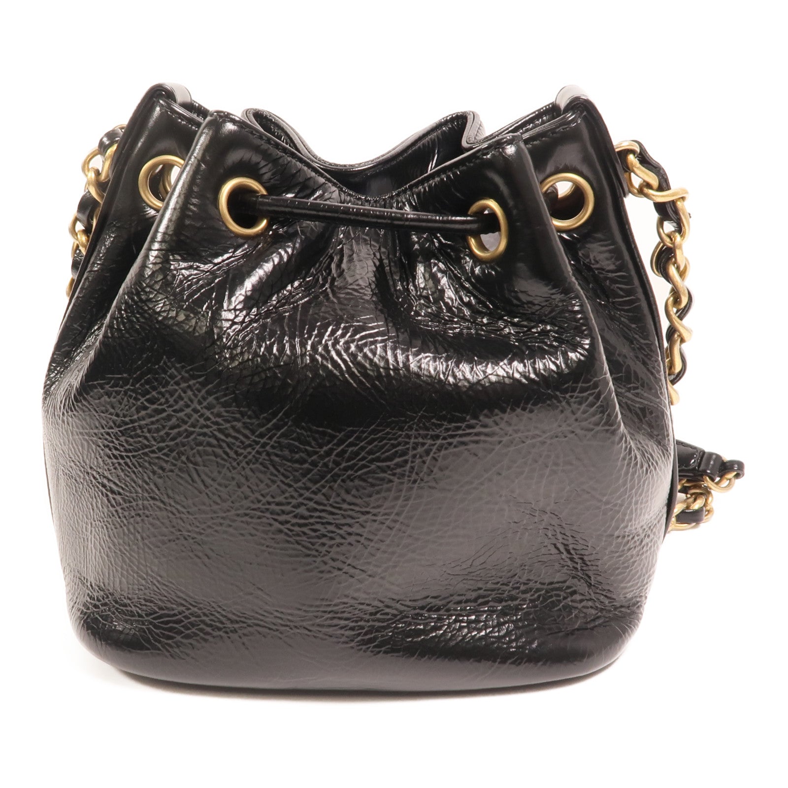 CHANEL 牛皮皮革Bucket金扣鏈帶肩背袋