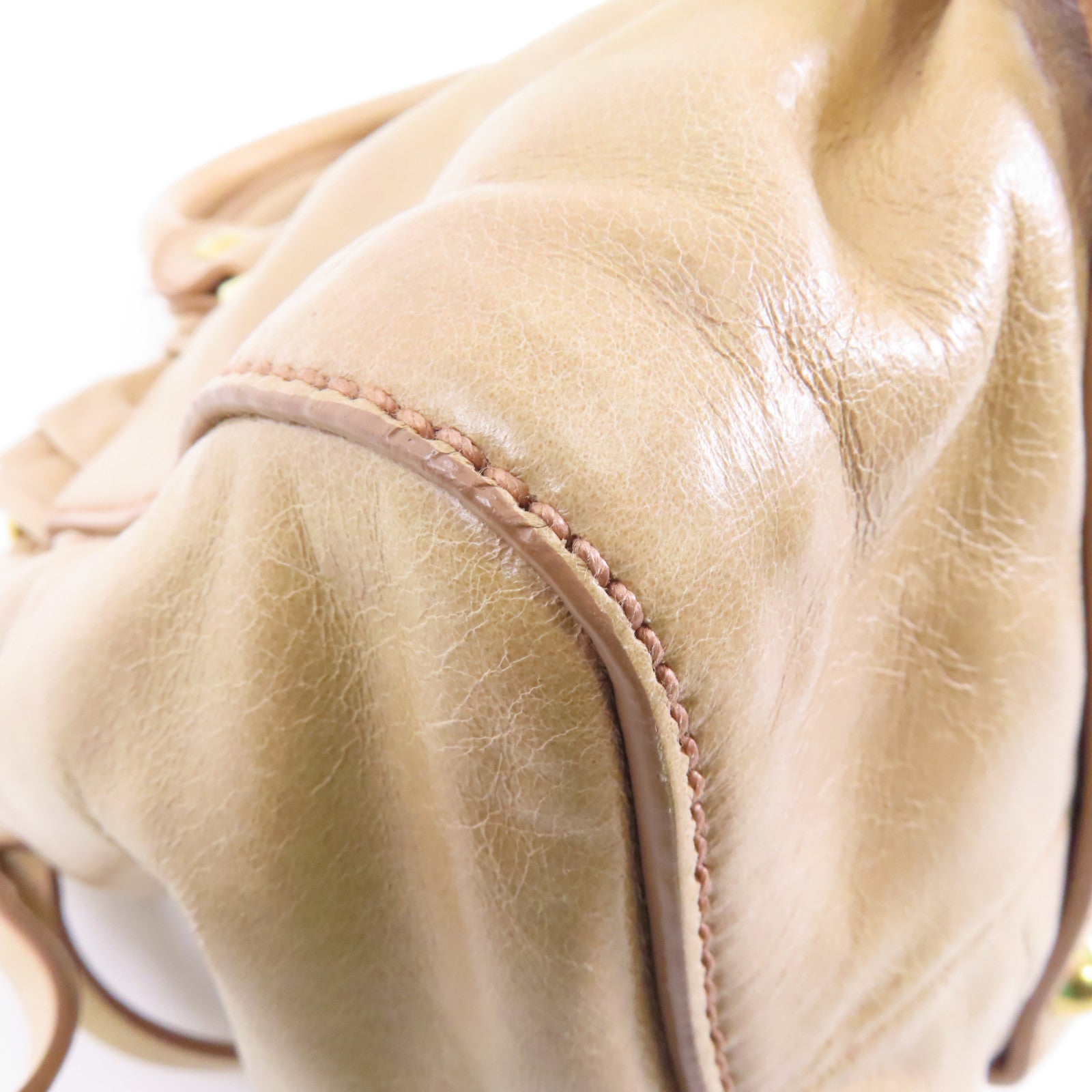Miu Miu 牛皮皮革Shoulder Bag金扣手挽肩背兩用袋米色