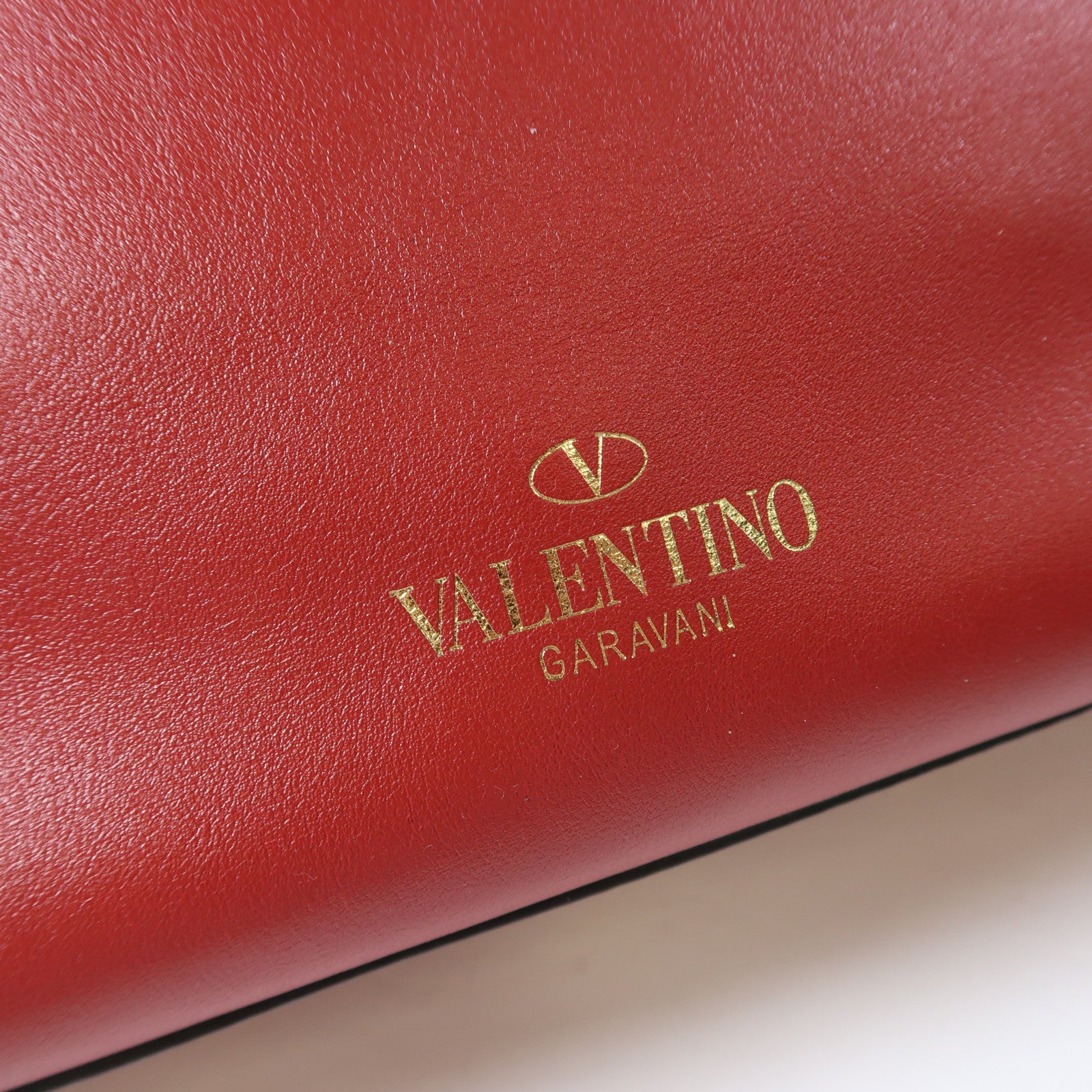 Valentino GHW 2 Way Shoulder Bag Calfskin Leather Red