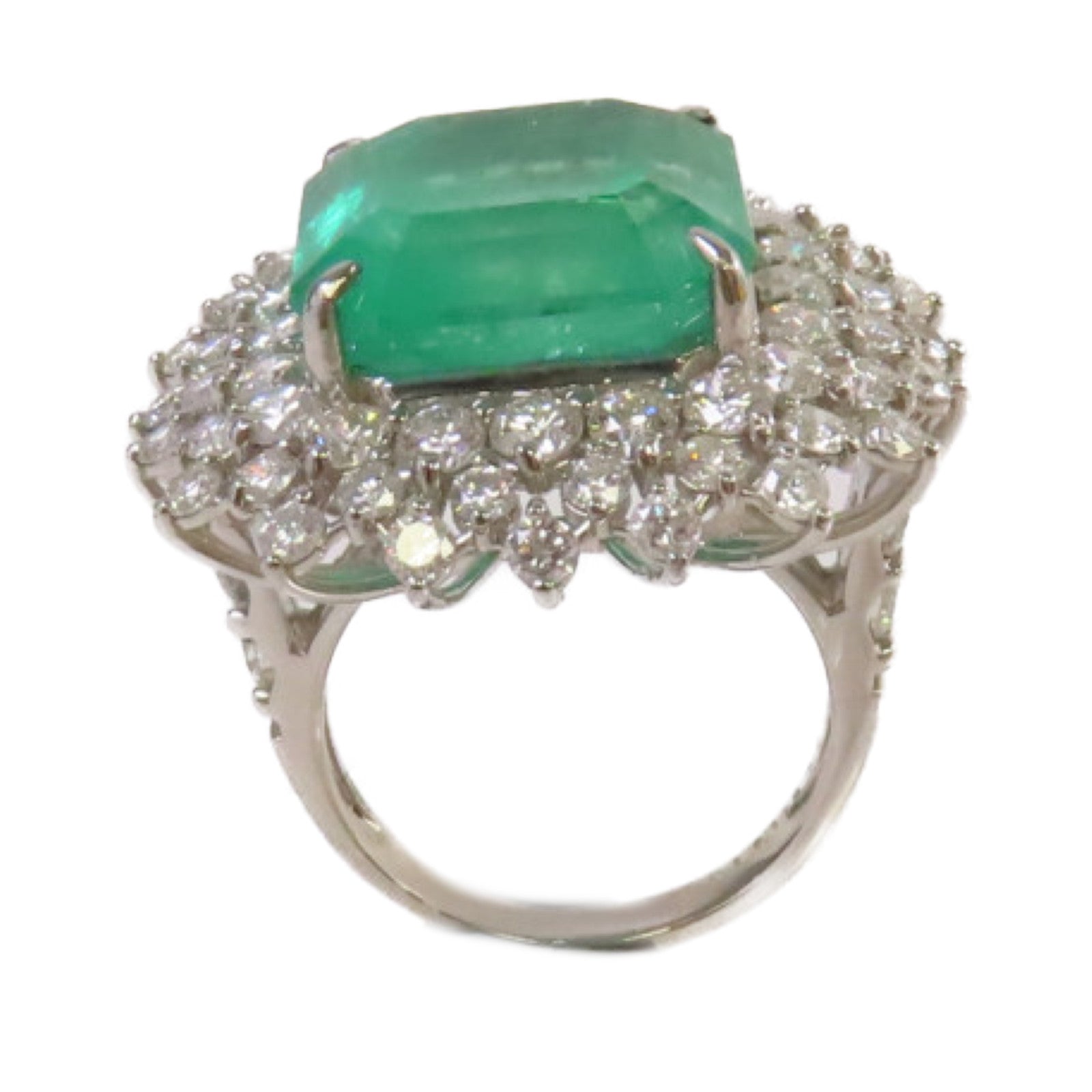 JEWELRY 【激減優惠】PT950鉑金/16.176ct綠寶石/3.94ct鑽石Emerald Ring戒指US#5.75