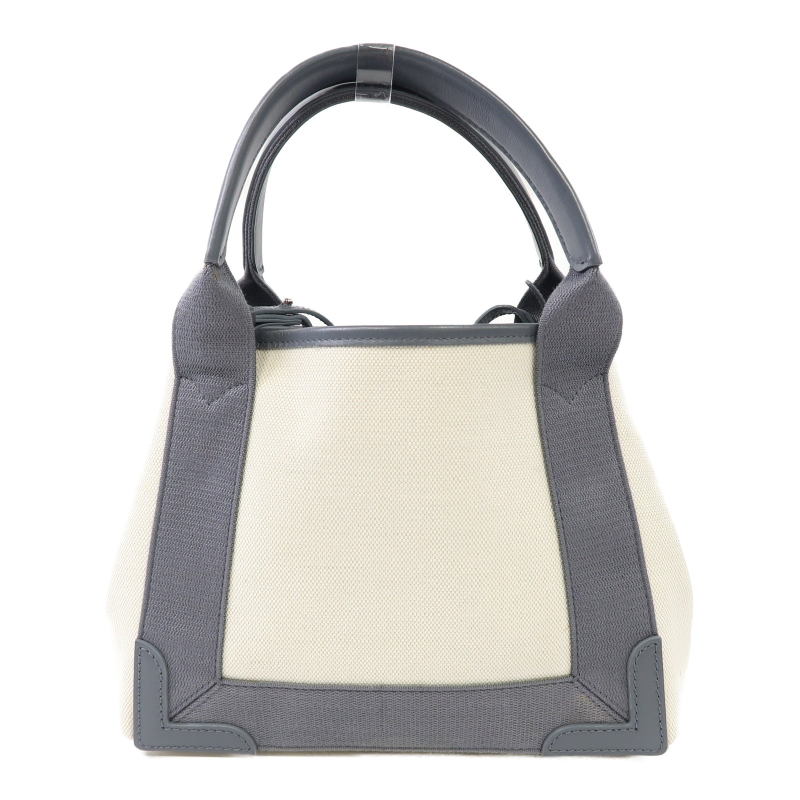 BALENCIAGA 帆布Cabas Tote Bag XS銀扣手挽肩背兩用袋灰色/白色