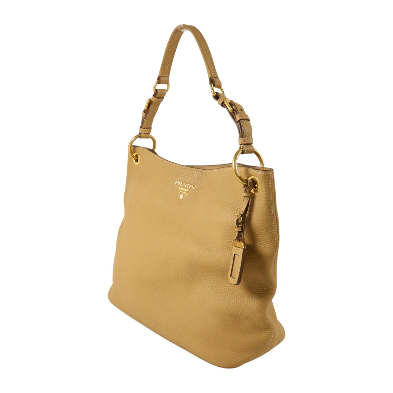 PRADA 牛皮皮革Hobo Bag金扣肩背袋