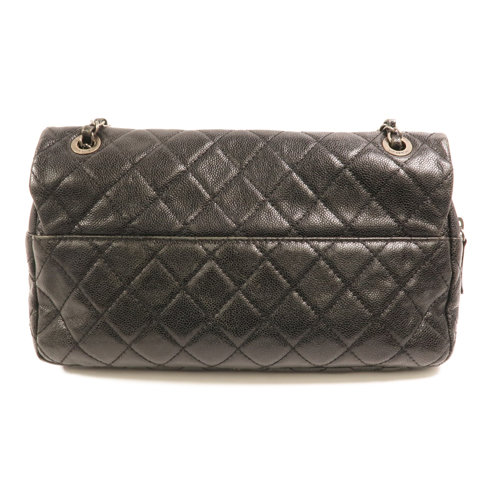 CHANEL 牛皮皮革Chain Shoulder銀扣鏈帶肩背袋