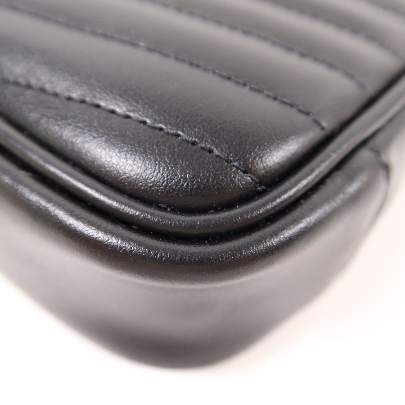 SAINT LAURENT YSL GHW Mini Lou Shoulder Bag Calfskin Leather Black 7006
