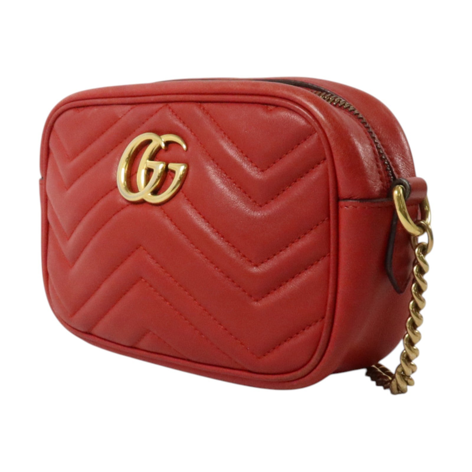 GUCCI 牛皮皮革GG Marmont金扣肩背袋