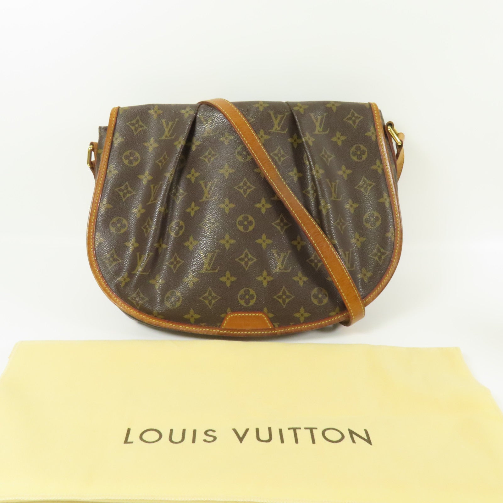 LOUIS VUITTON Monogram Menilmontant MM金扣肩背袋棕色