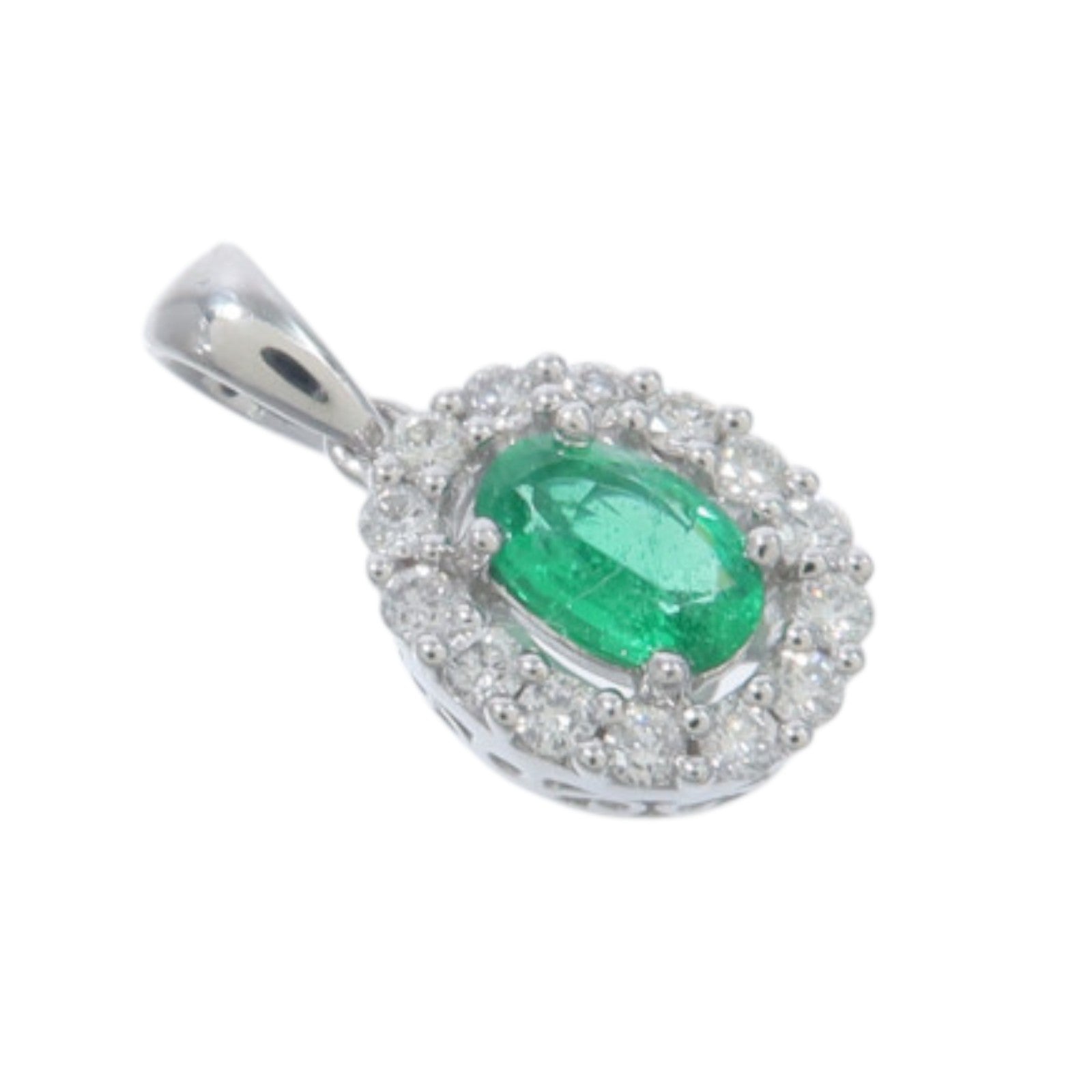 JEWELRY 18K白金Emerald Diamond Pendant綠寶石/鑽石吊墜