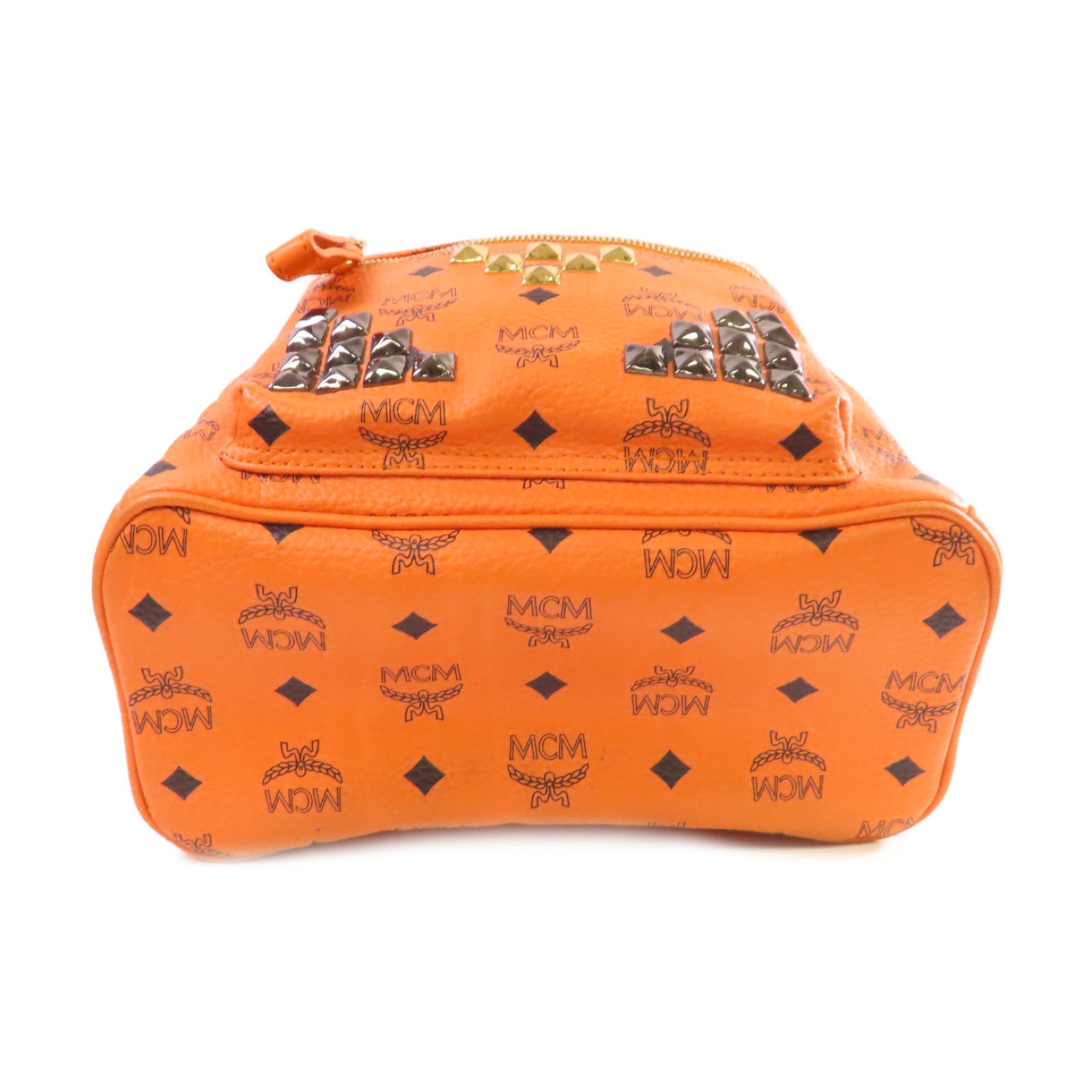 MCM 塗層帆布Backpack金扣背包橙色