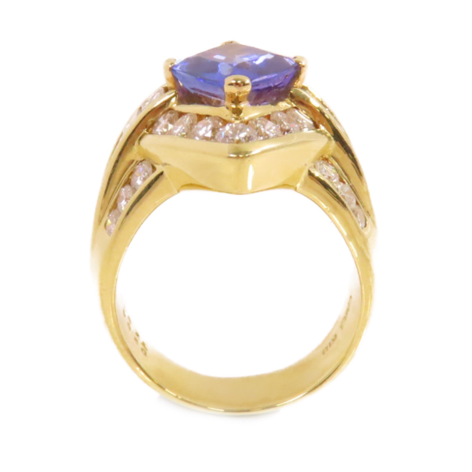JEWELRY 18K黃金/3.70ct坦桑石/2.64ct鑽石Tanzanite Diamond Ring戒指US#7.5
