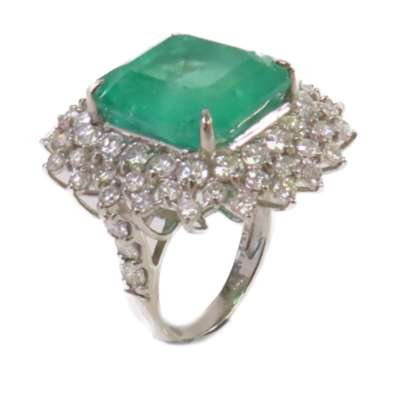 JEWELRY 【激減優惠】PT950鉑金/16.176ct綠寶石/3.94ct鑽石Emerald Ring戒指US#5.75