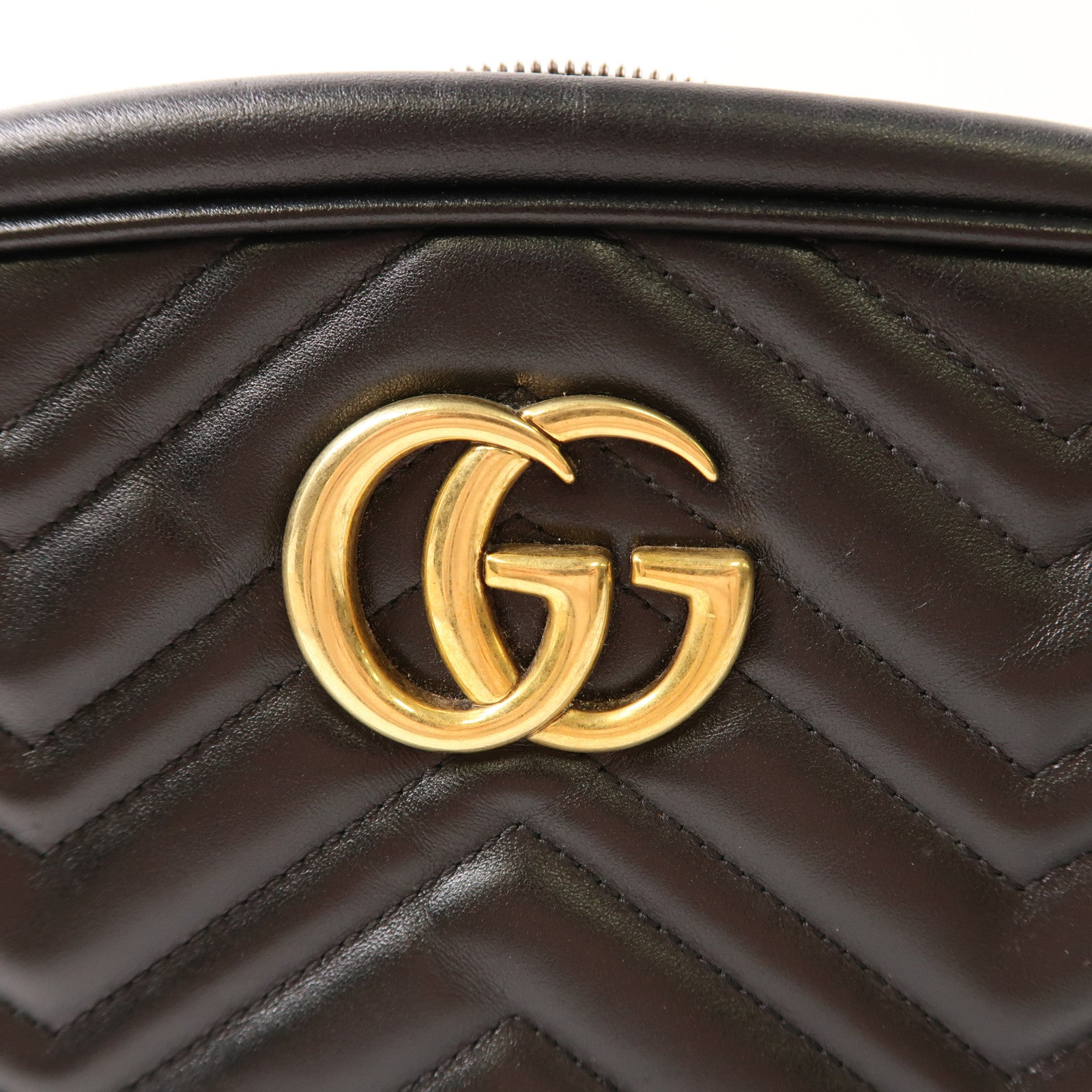 GUCCI 牛皮皮革GG Marmont金扣肩背袋黑色