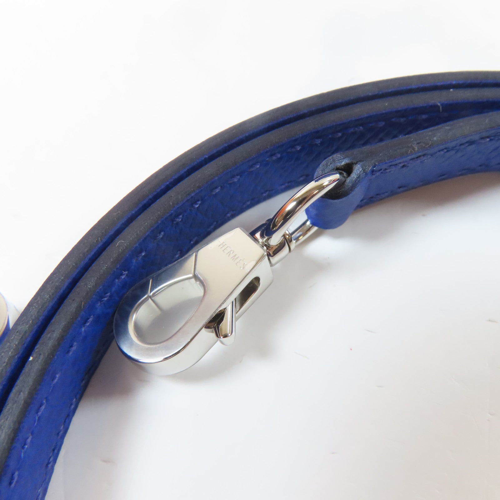 HERMES Epsom皮革Kelly Doll 2 Way Bag銀扣手挽肩背兩用袋Bleu Royal/藍色