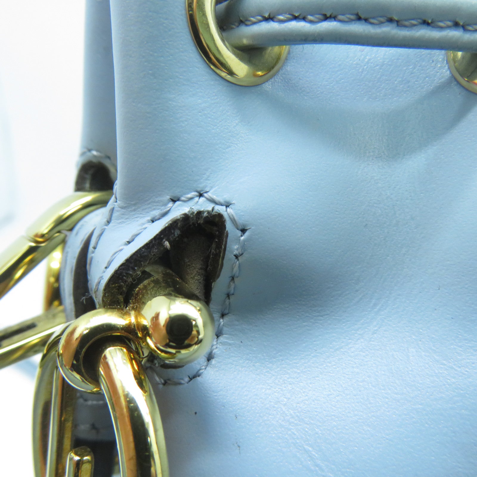 FENDI 牛皮皮革2 Way Shoulder金扣手挽肩背兩用袋淺藍色