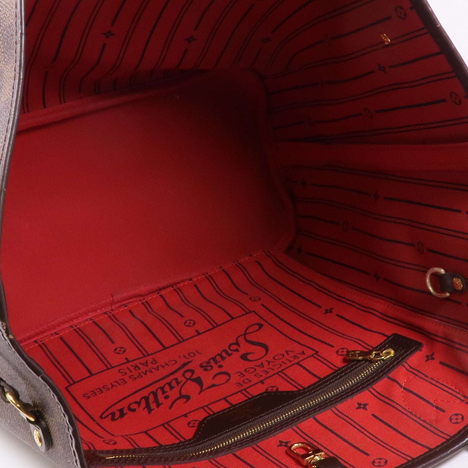 LOUIS VUITTON Damier Neverfull MM金扣手挽袋