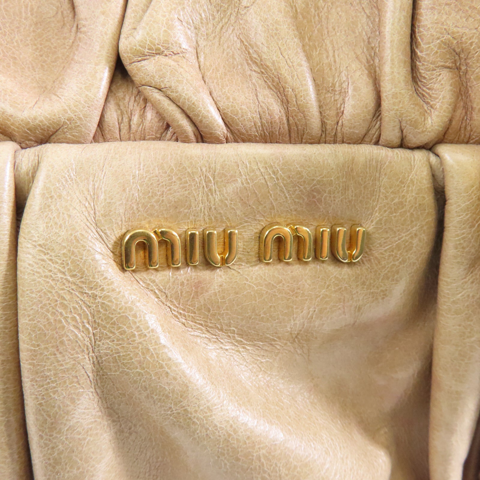 Miu Miu 牛皮皮革Shoulder Bag金扣手挽肩背兩用袋米色