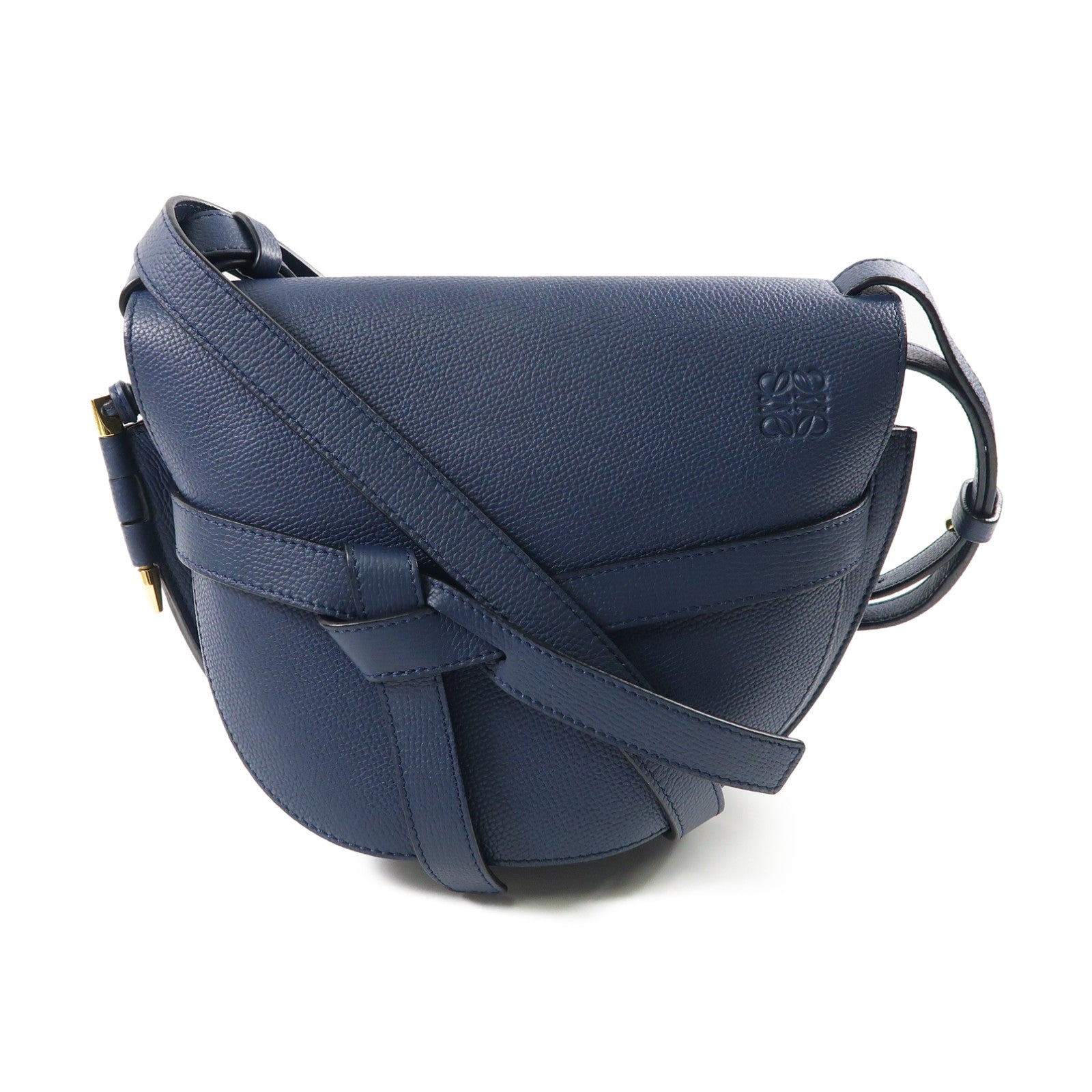 LOEWE 牛皮皮革Gate Bag金扣肩背袋深藍色