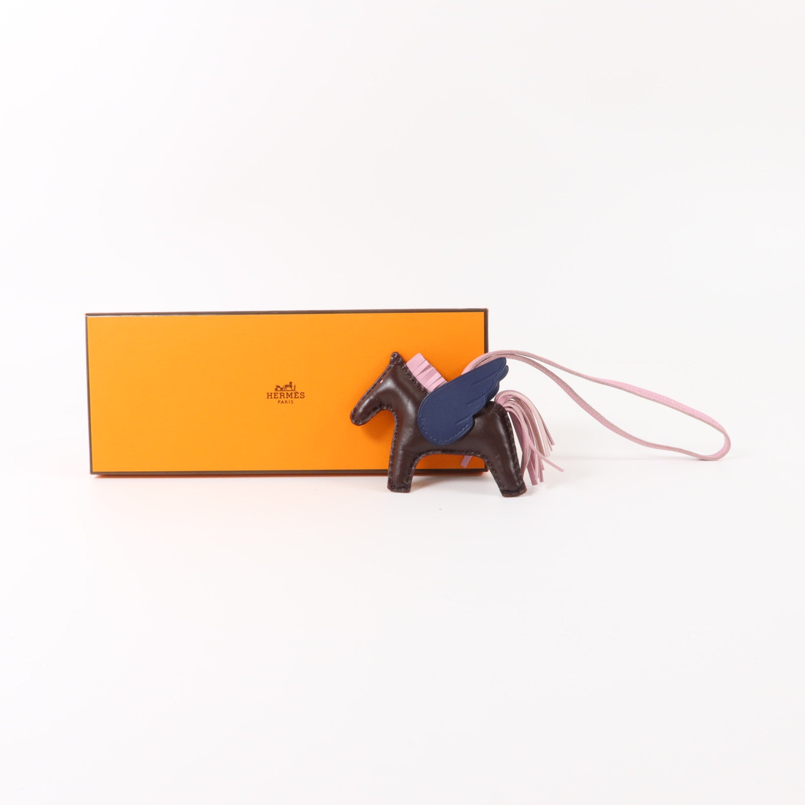 HERMES Milo皮革/Swift皮革Rodeo Pegase PM掛飾Rouge Sellier/Bleu Saphir/Mauve Sylvestre