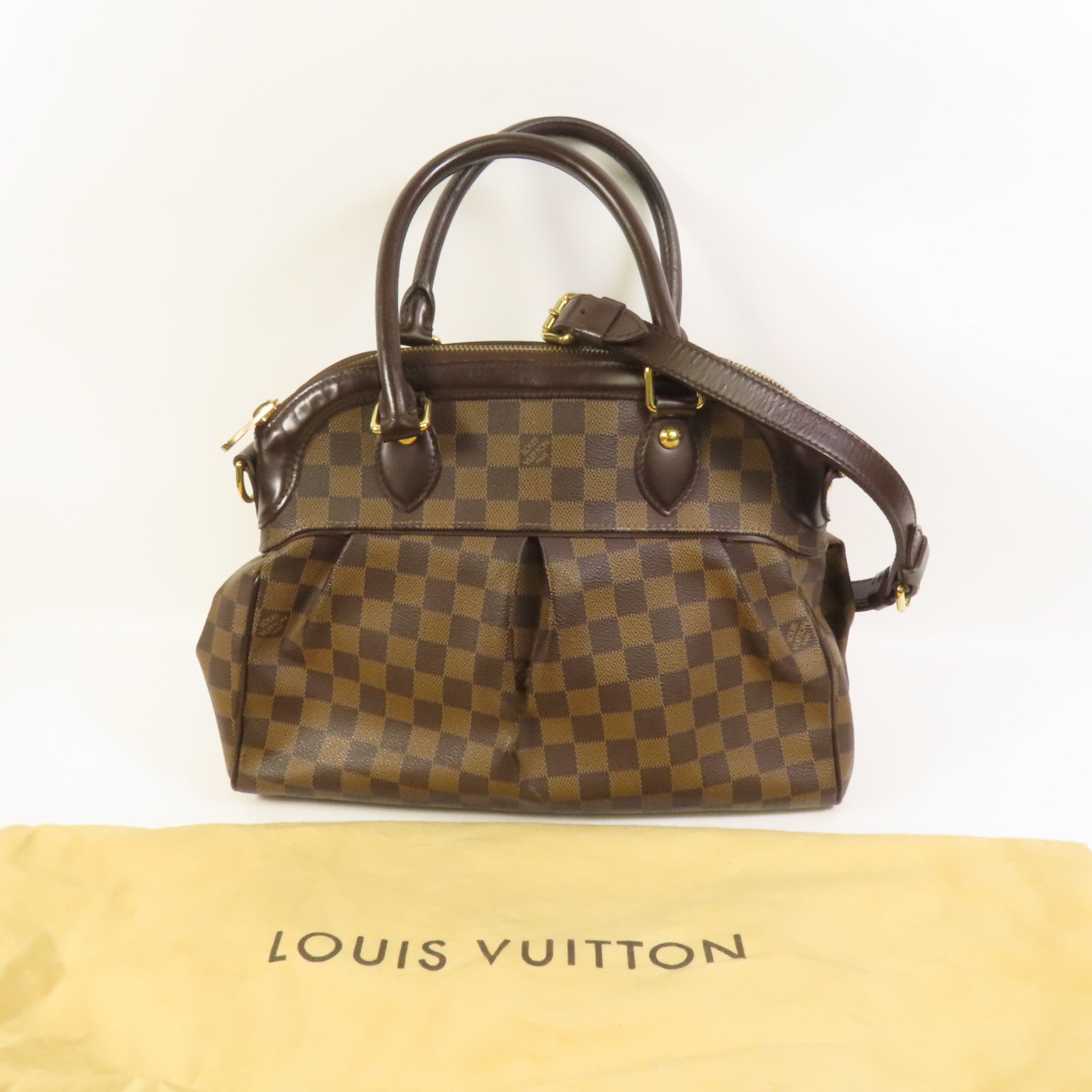 LOUIS VUITTON Damier Trevi PM 金扣手挽肩背兩用袋