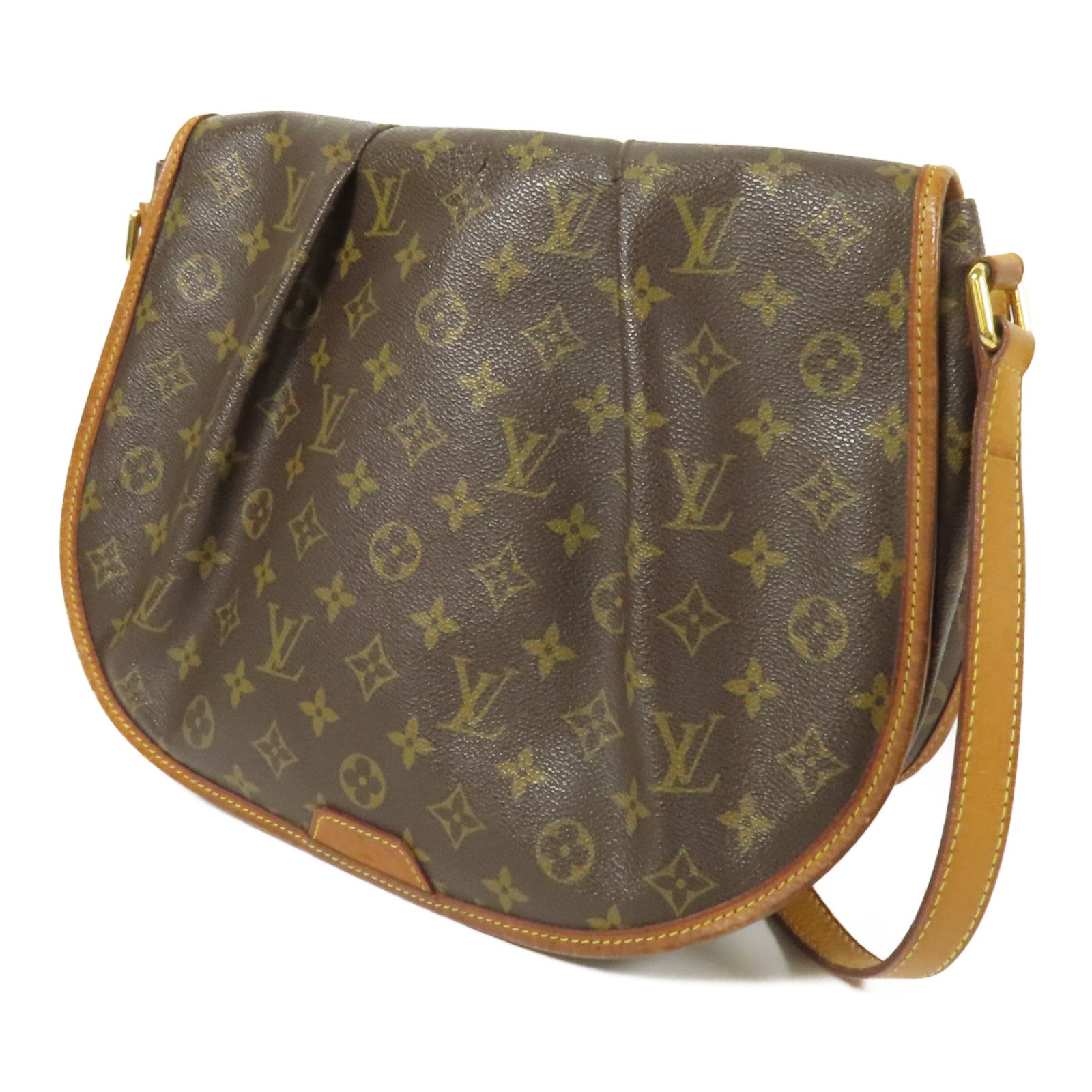 LOUIS VUITTON Monogram Menilmontant MM金扣肩背袋棕色