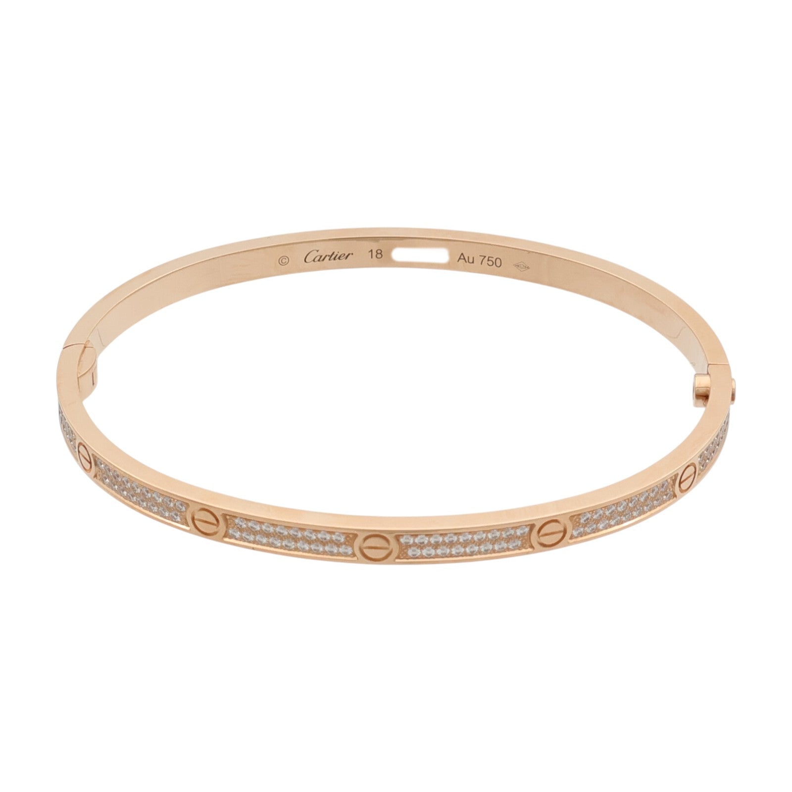 CARTIER 18K玫瑰金Love Blaceret SM Paved鑽石手鐲