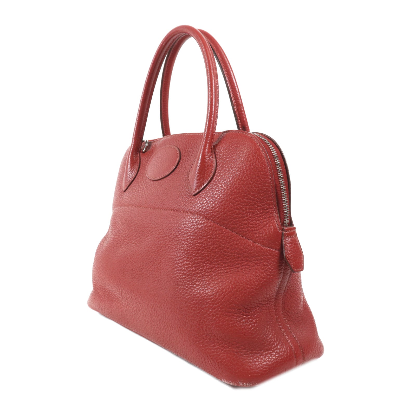 HERMES Clemence皮革Bolide 31銀扣手挽肩背兩用袋Vermillon