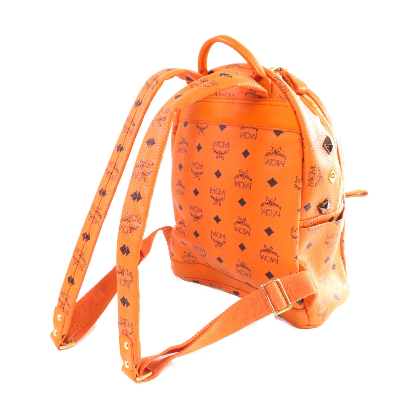 MCM 塗層帆布Backpack金扣背包橙色