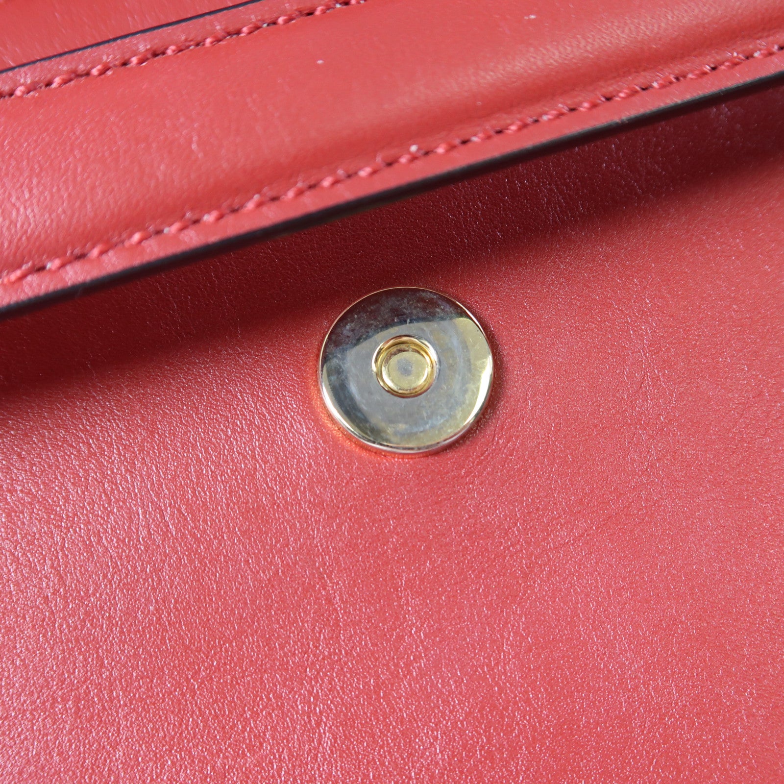 Valentino GHW 2 Way Shoulder Bag Calfskin Leather Red