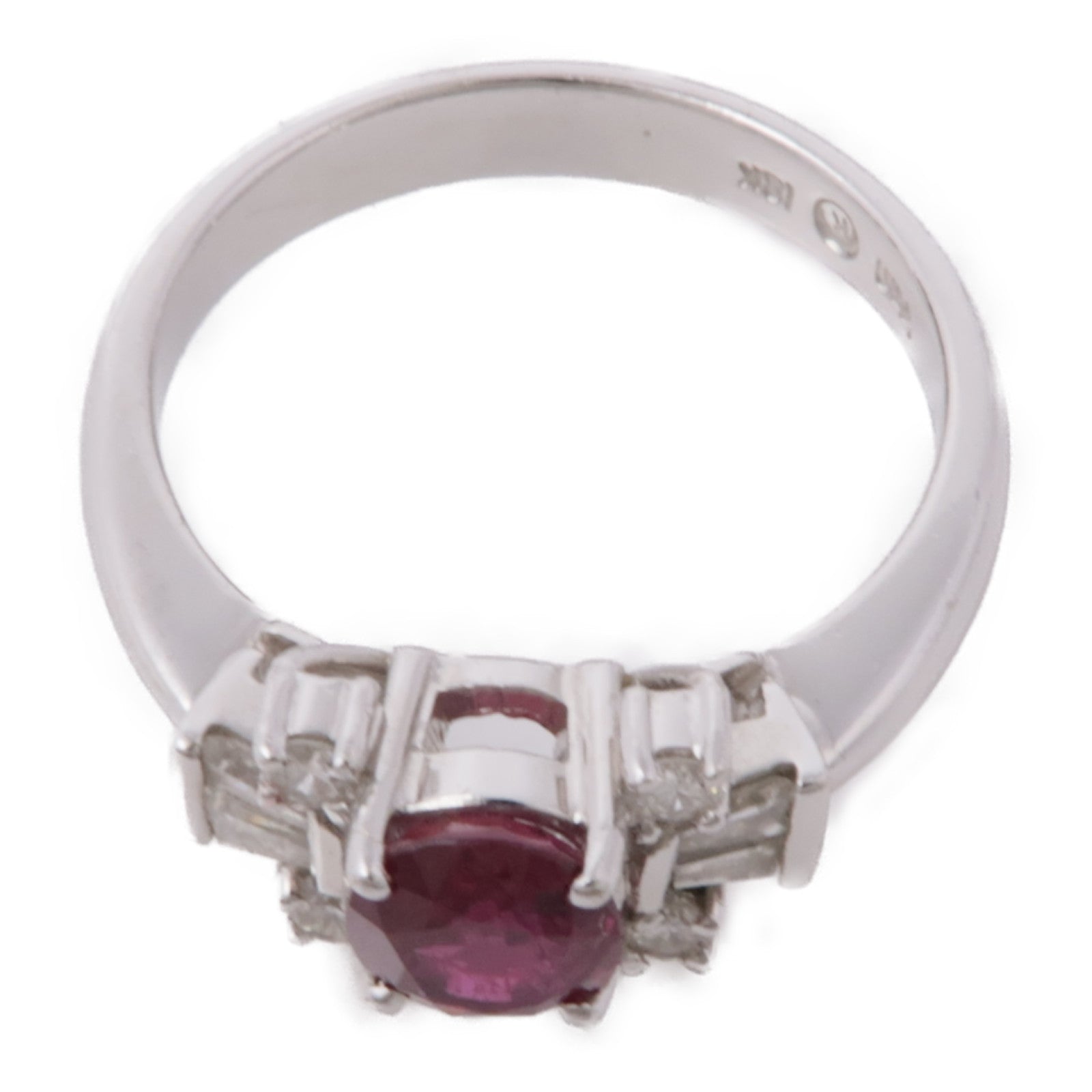 JEWELRY 18K白金Ruby Diamond Ring紅寶石/鑽石戒指US#6.75