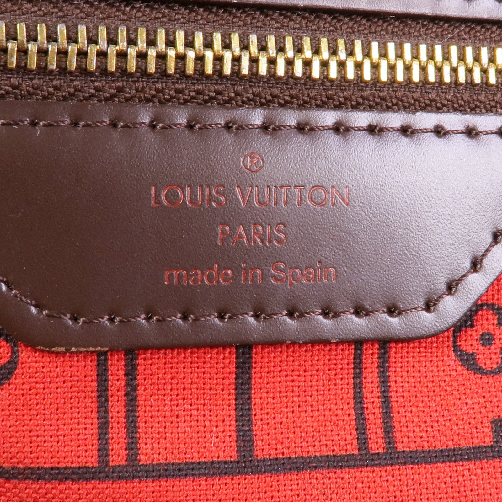 LOUIS VUITTON Damier Neverfull MM金扣手挽袋