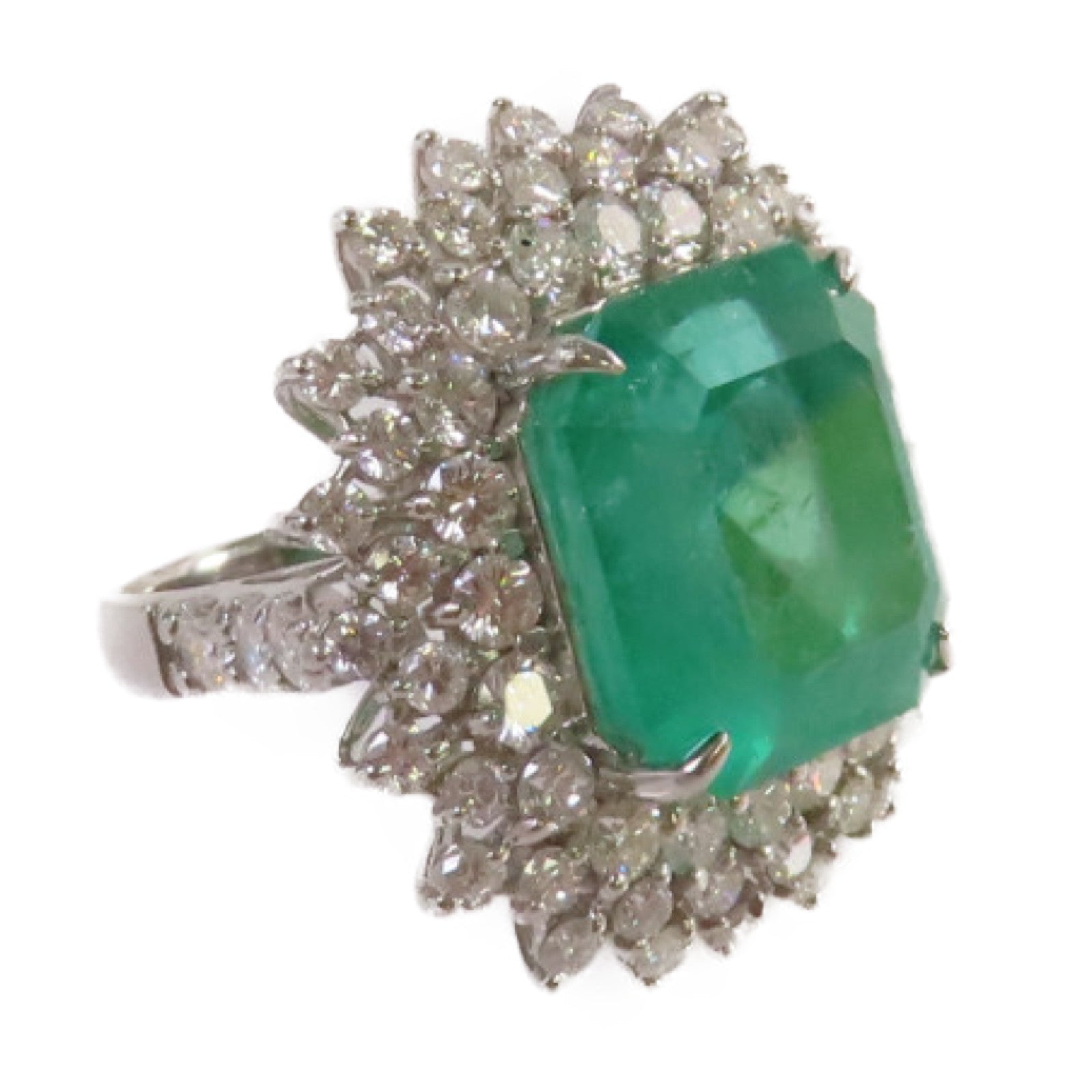 JEWELRY 【激減優惠】PT950鉑金/16.176ct綠寶石/3.94ct鑽石Emerald Ring戒指US#5.75