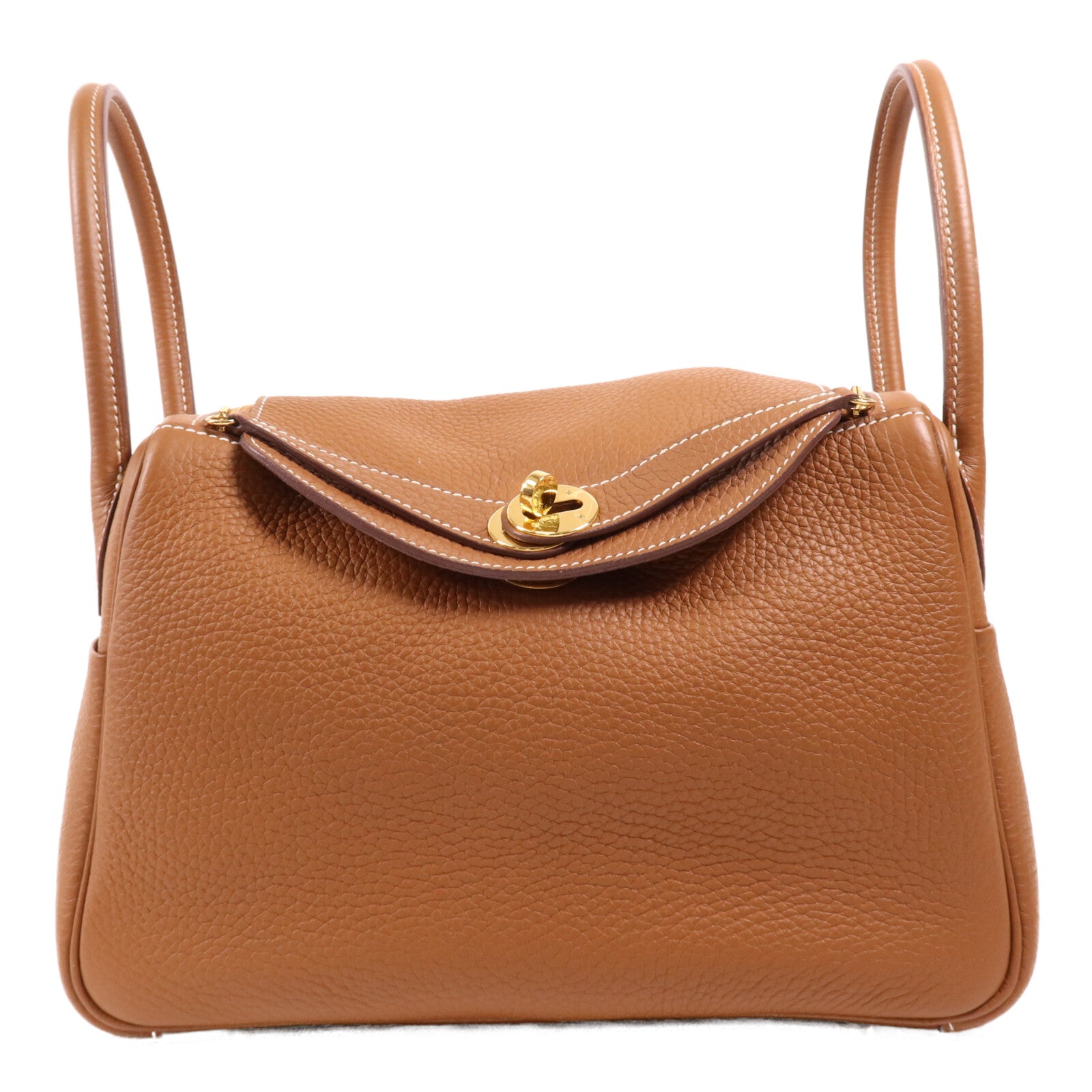 HERMES Clemence皮革Lindy 26金扣手挽肩背兩用袋Gold
