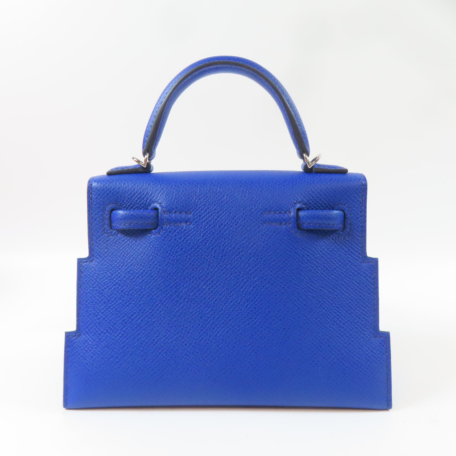 HERMES Epsom皮革Kelly Doll 2 Way Bag銀扣手挽肩背兩用袋Bleu Royal/藍色