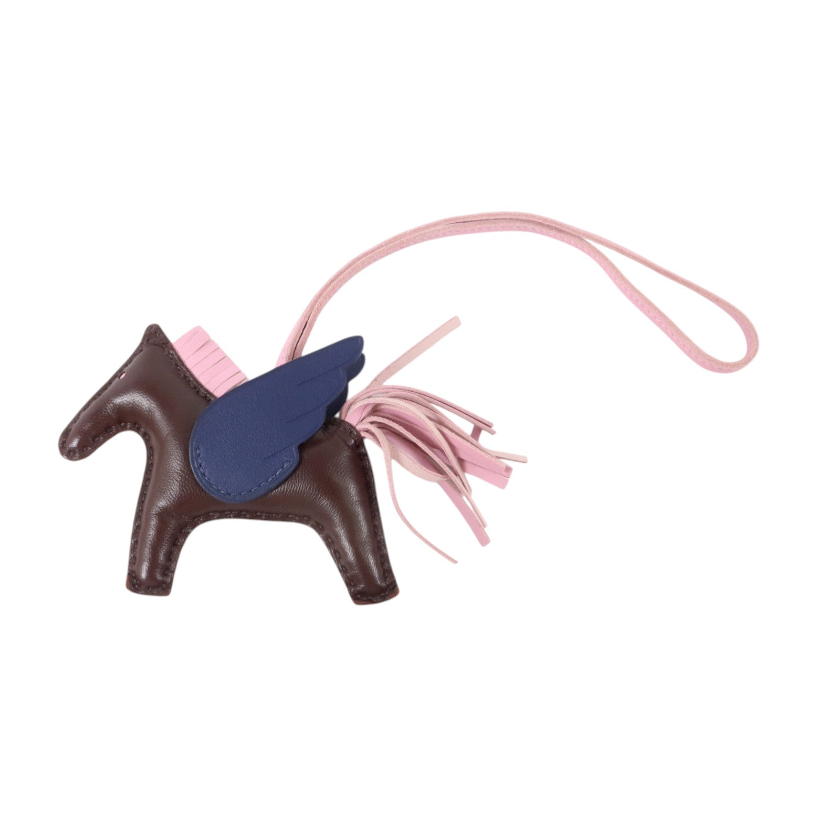 HERMES Milo皮革/Swift皮革Rodeo Pegase PM掛飾Rouge Sellier/Bleu Saphir/Mauve Sylvestre