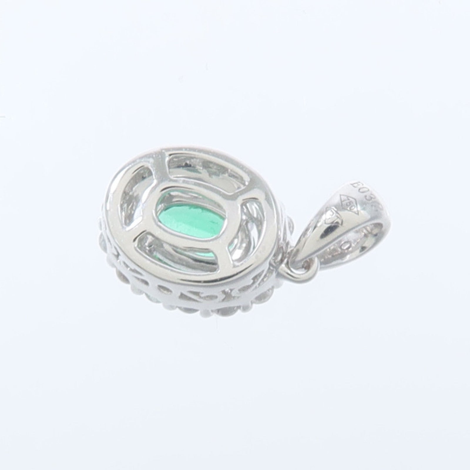 JEWELRY 18K白金Emerald Diamond Pendant綠寶石/鑽石吊墜