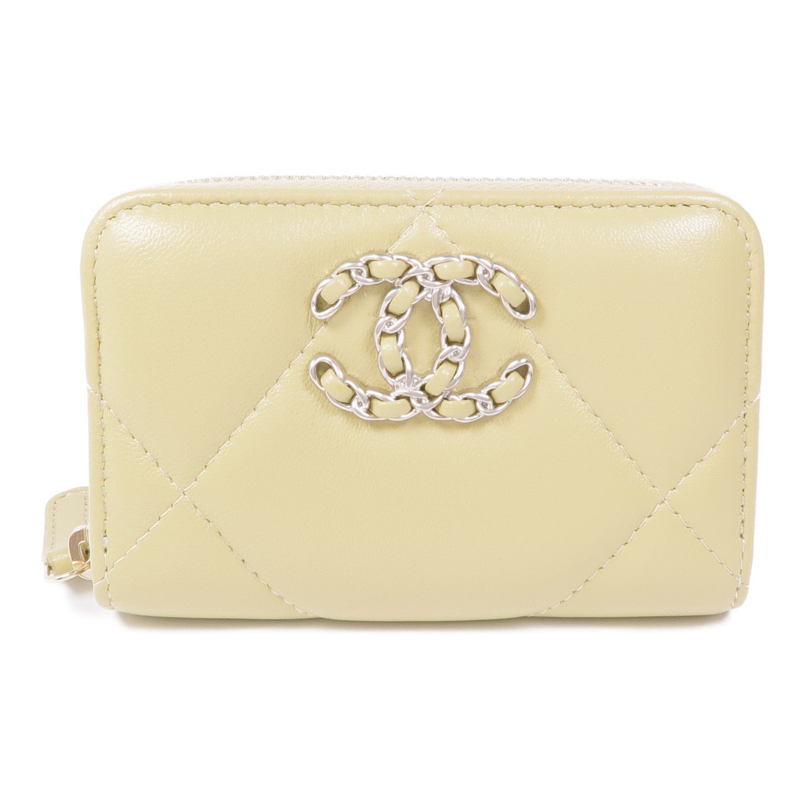 CHANEL 羊皮皮革C19 Zipper Coin Purse銀扣零錢包