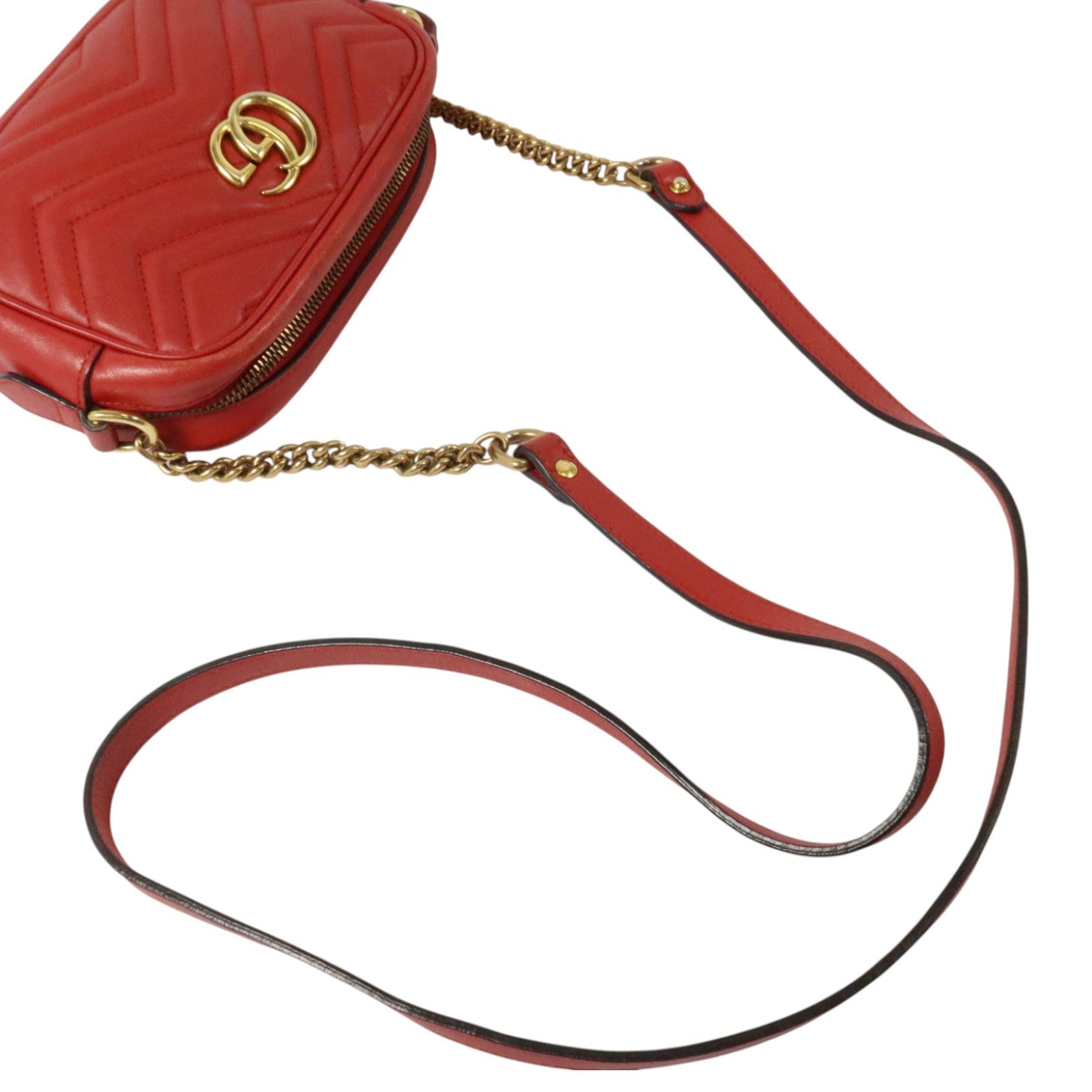 GUCCI 牛皮皮革GG Marmont金扣肩背袋