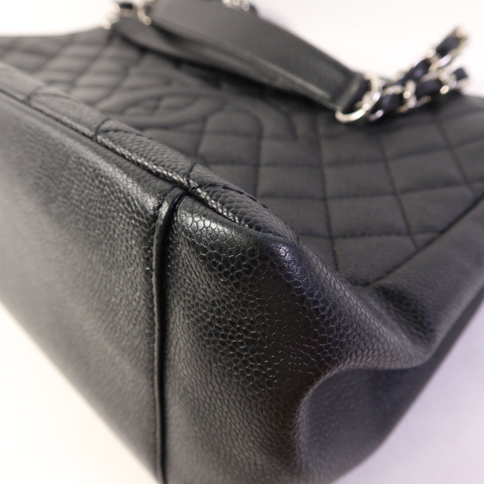 CHANEL 牛皮皮革GST Grand Shopping Tote Bag銀扣鏈帶肩背袋