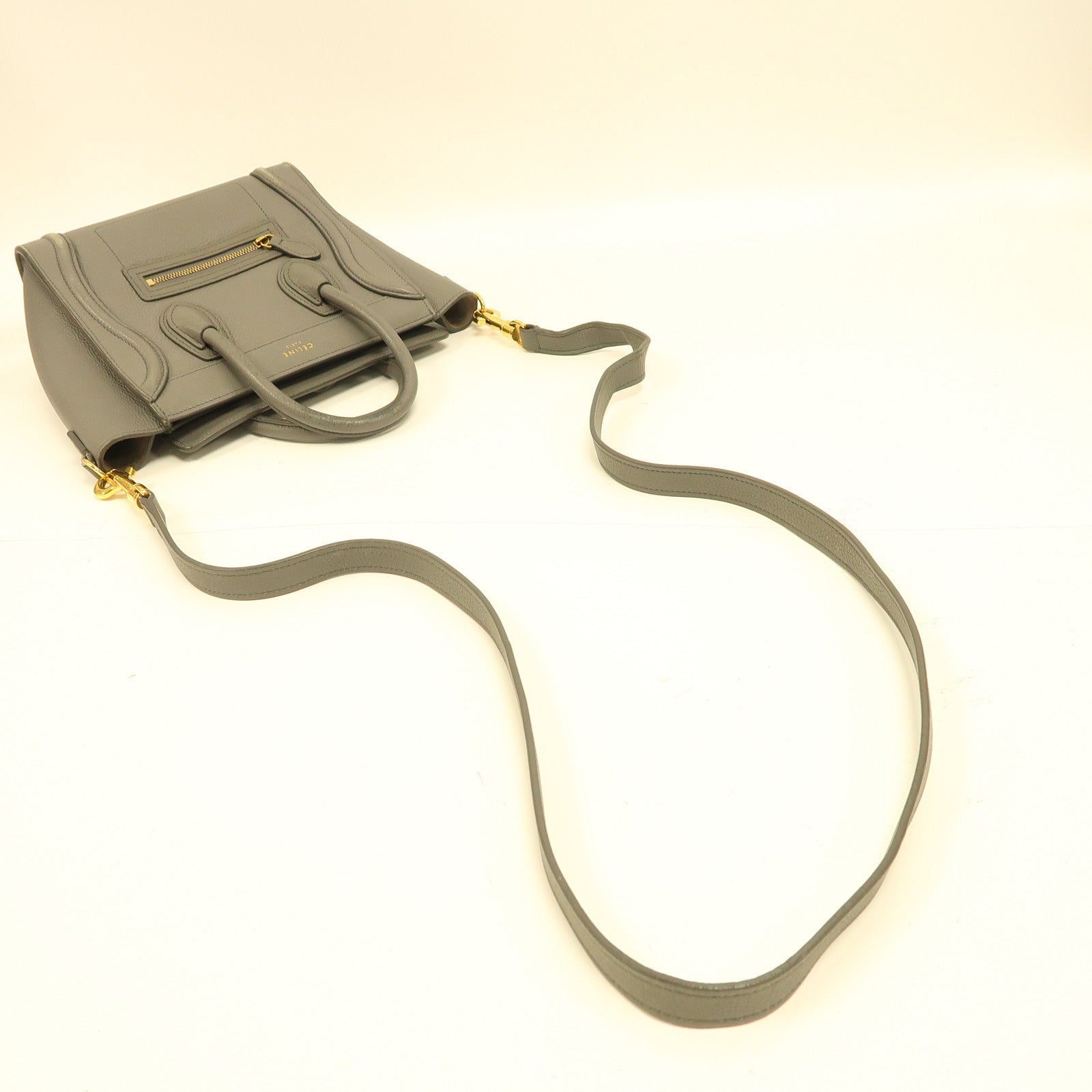 CELINE 【激減優惠】牛皮皮革Shoulder Bag金扣手挽肩背兩用袋灰色