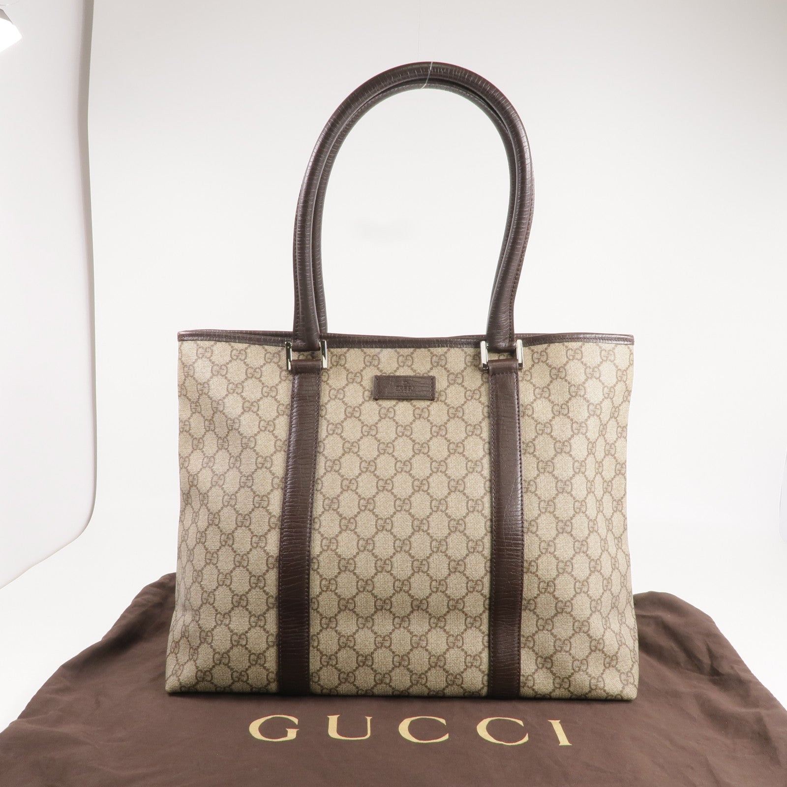 GUCCI 塗層帆布Tote Bag銀扣手挽袋