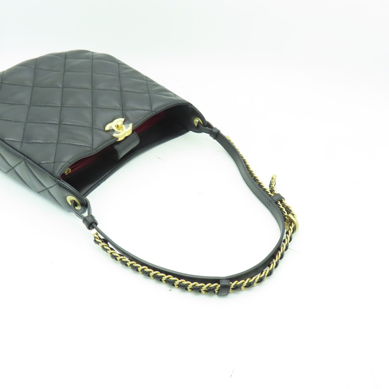 CHANEL 【激減優惠】菱格羊皮皮革Shoulder Bag金扣肩背袋黑色
