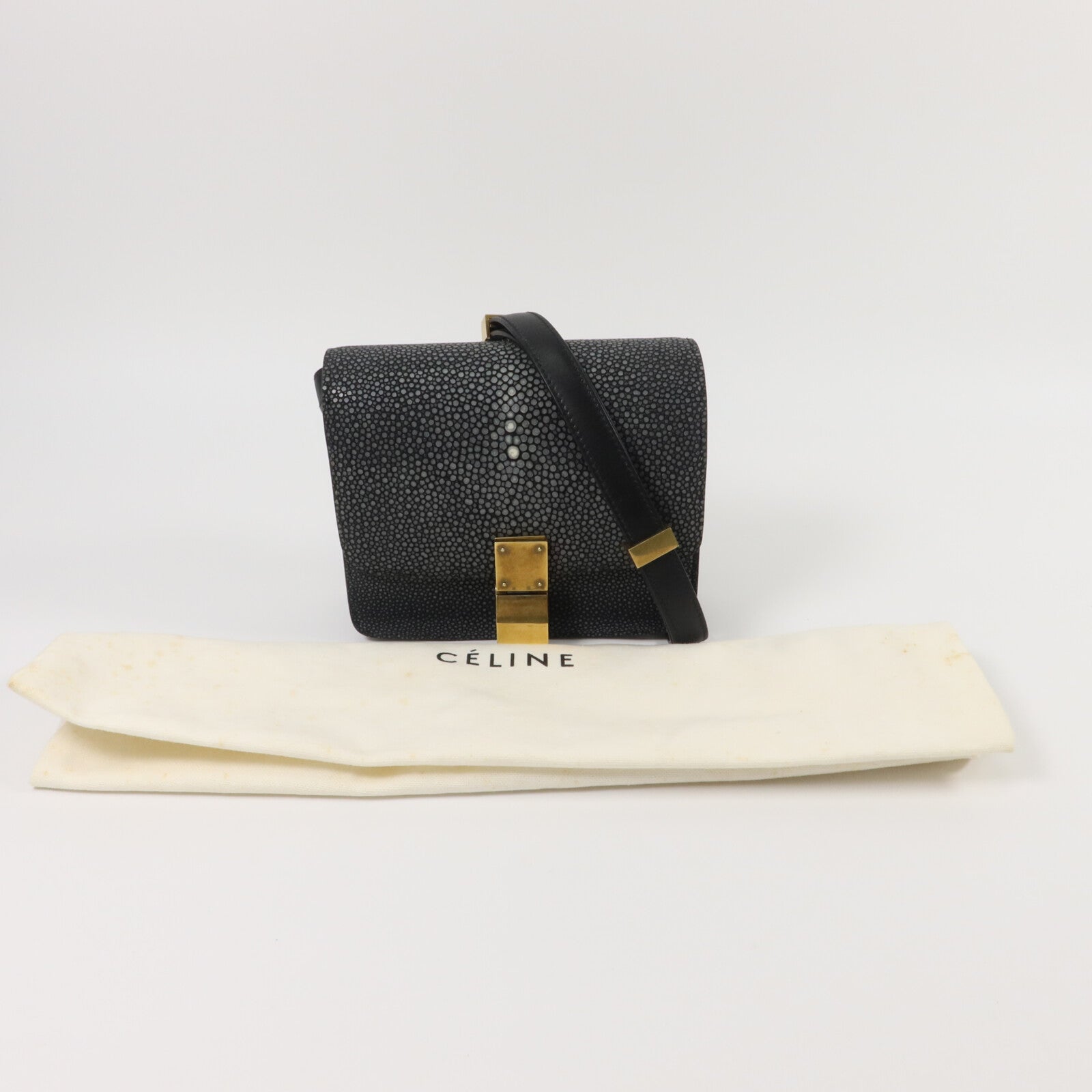 CELINE 魔鬼魚皮革Classic Box Mini肩背袋