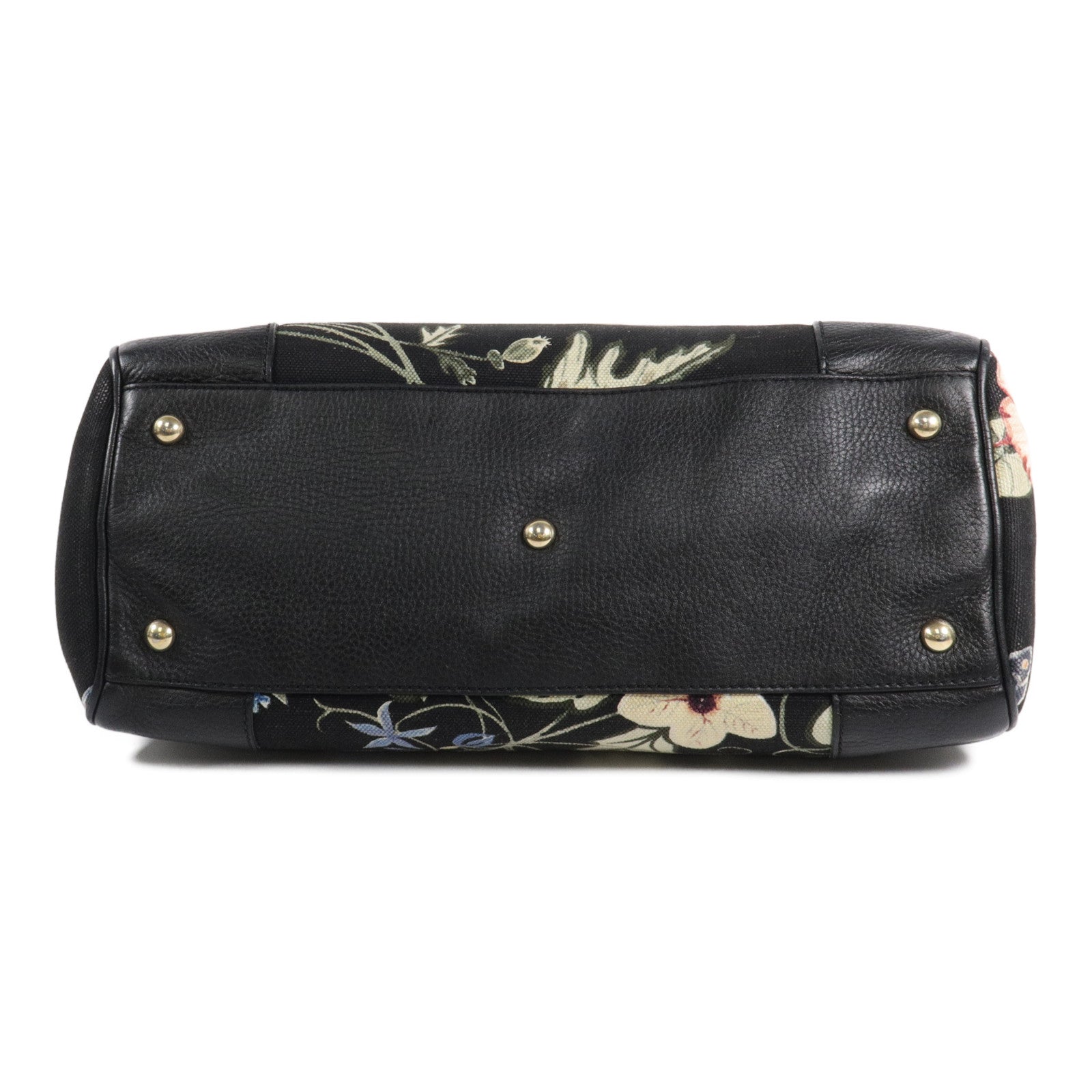 GUCCI 帆布Flora Knight Bamboo Shopper Medium Tote手挽肩背兩用袋