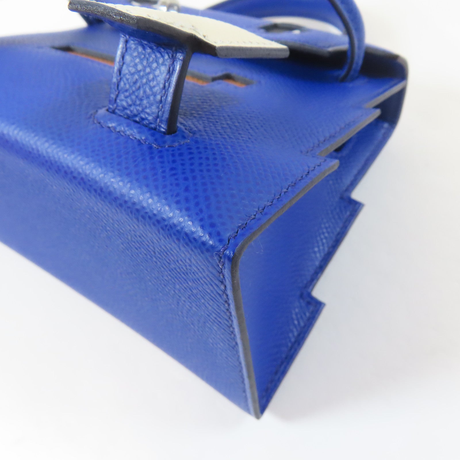 HERMES Epsom皮革Kelly Doll 2 Way Bag銀扣手挽肩背兩用袋Bleu Royal/藍色
