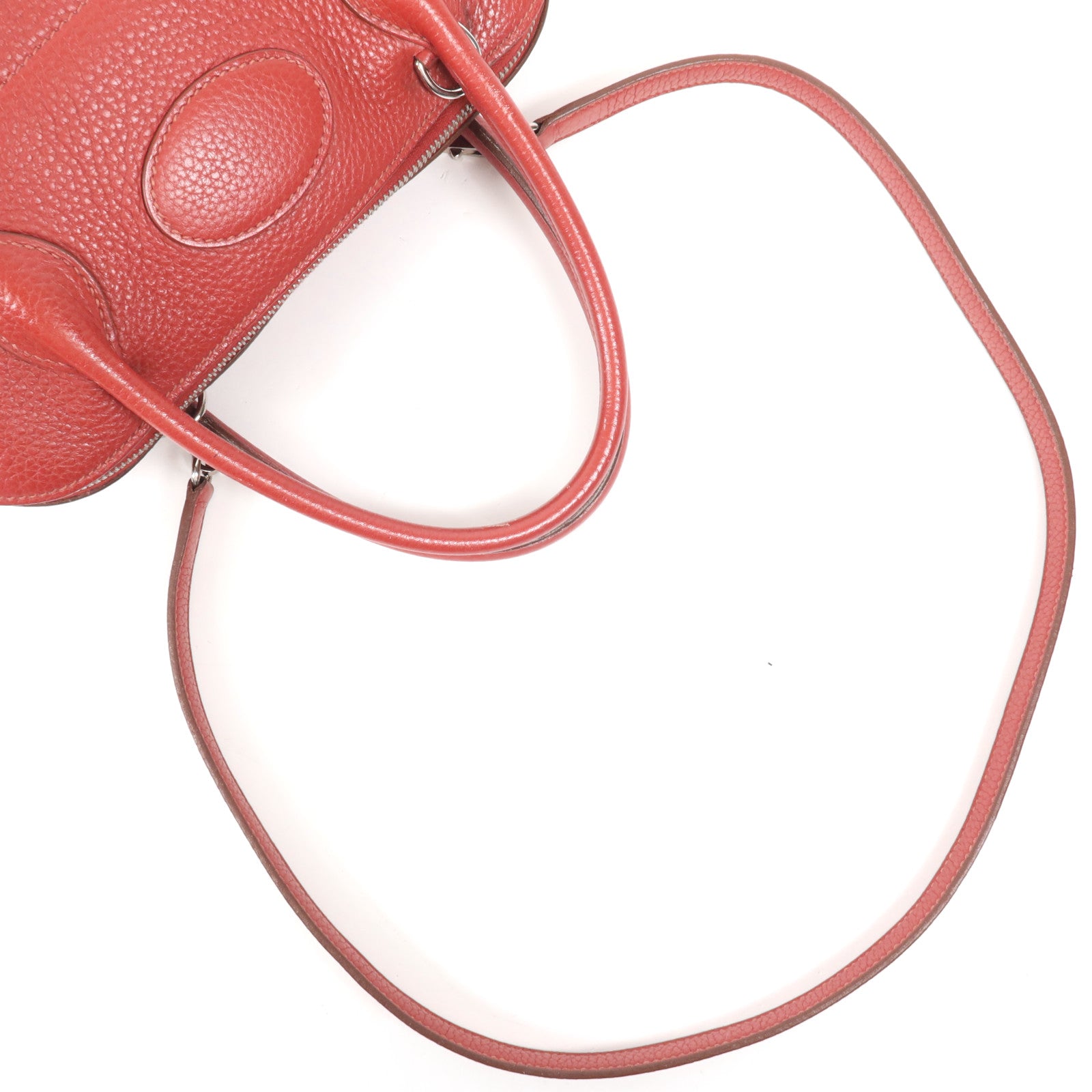 HERMES Clemence皮革Bolide 31銀扣手挽肩背兩用袋Vermillon