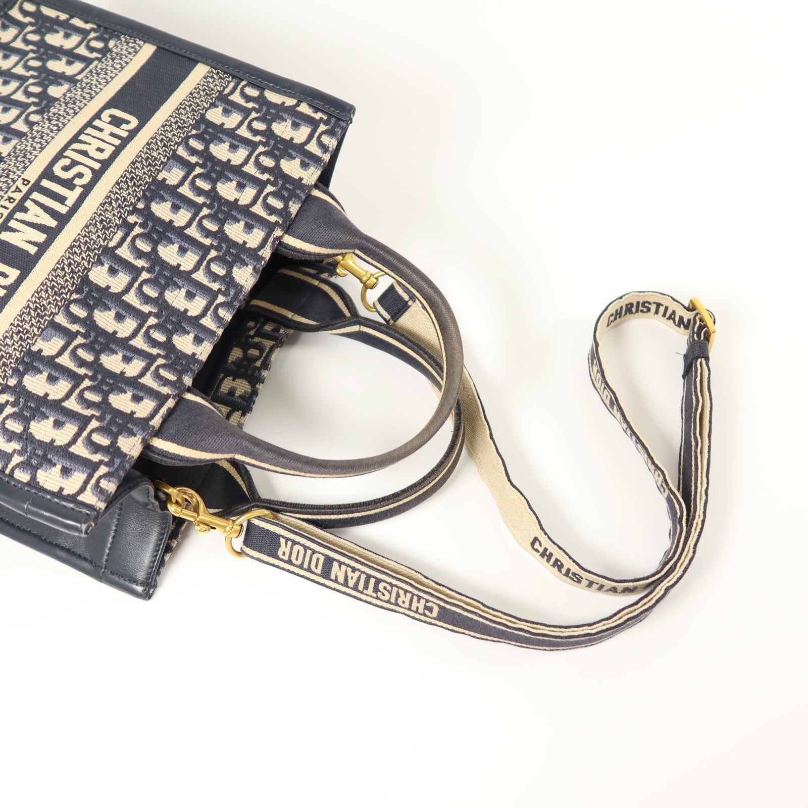 Dior Oblique帆布Book Tote金扣手挽肩背兩用袋