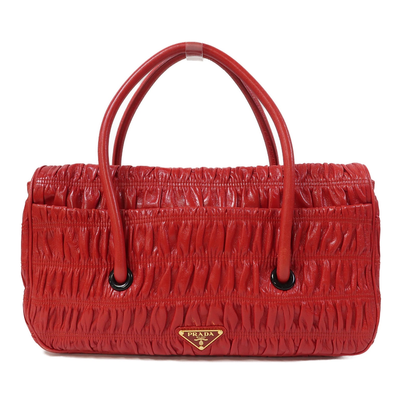 PRADA 牛皮皮革Hand Bag金扣手挽袋紅色