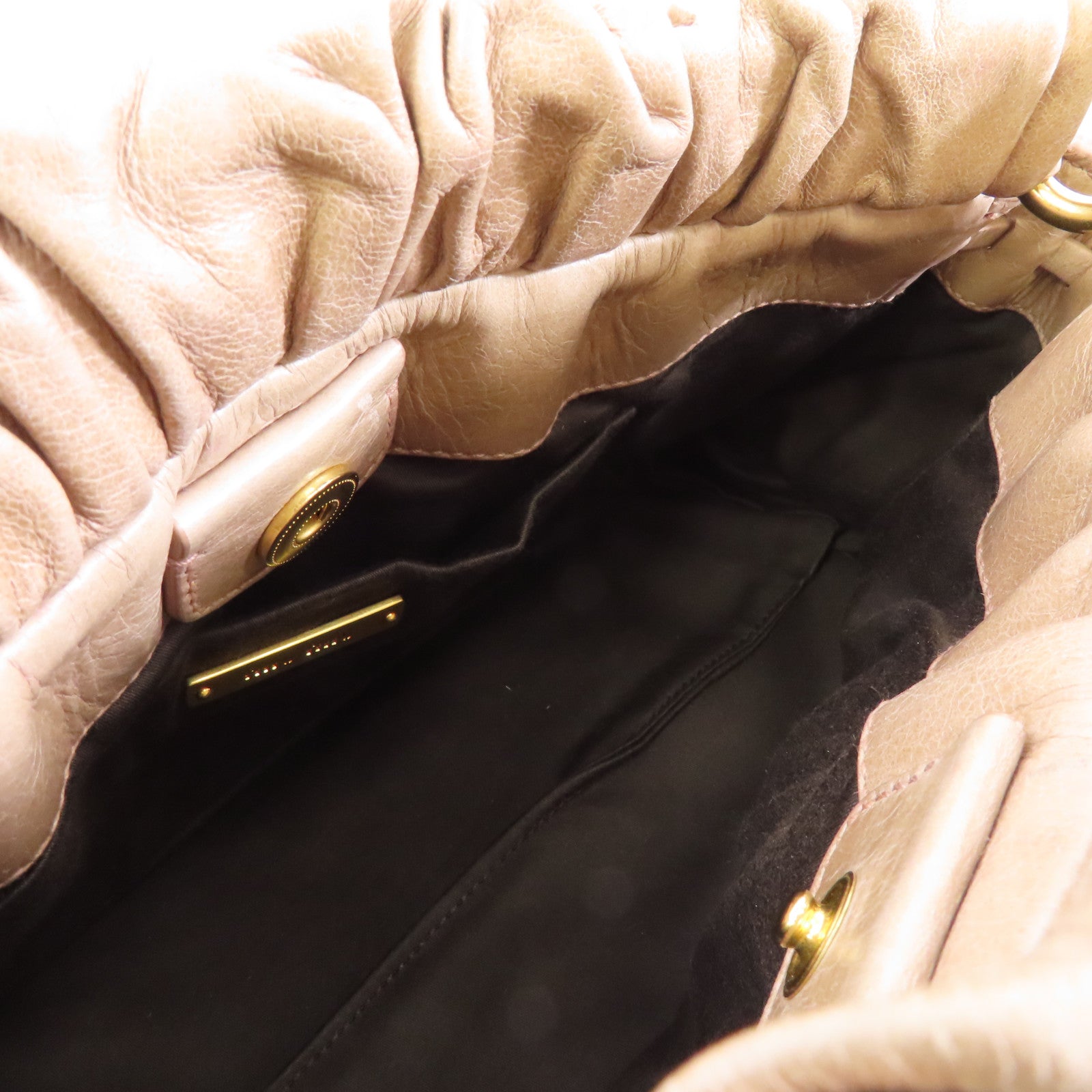 Miu Miu 牛皮皮革Shoulder Bag金扣手挽肩背兩用袋米色