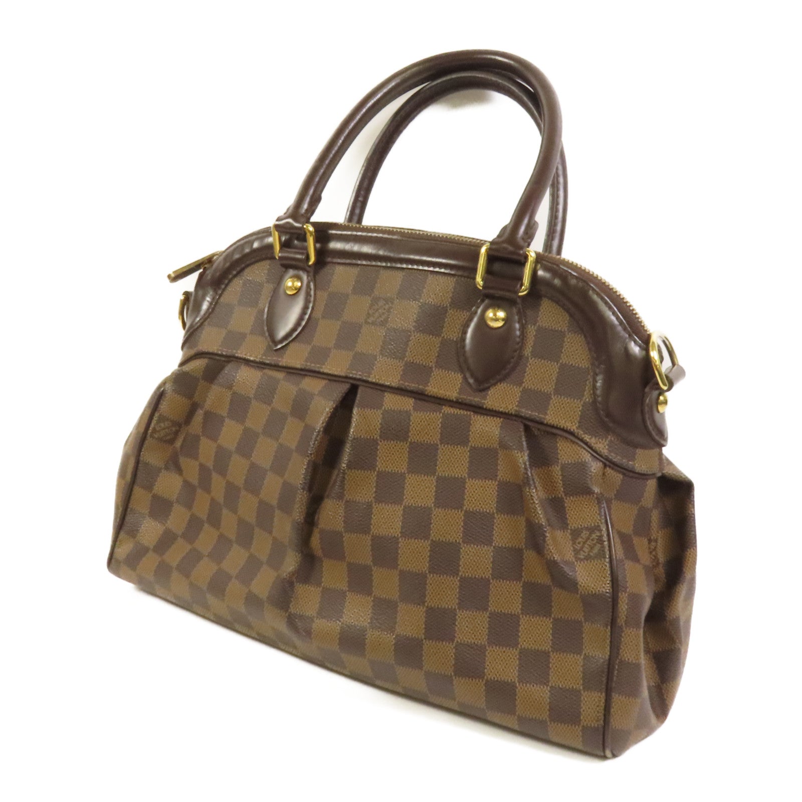 LOUIS VUITTON Damier Trevi PM 金扣手挽肩背兩用袋