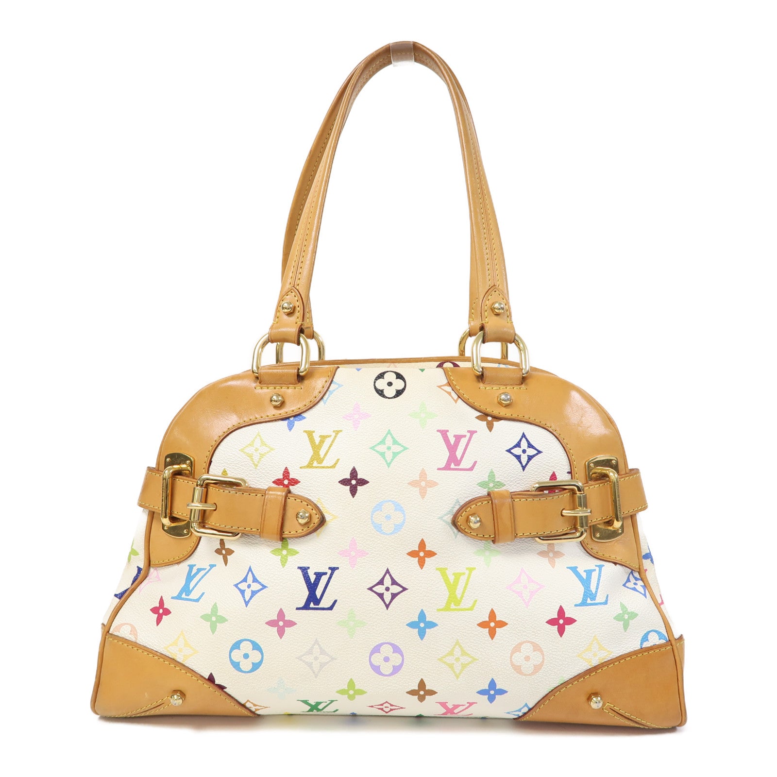 LOUIS VUITTON 【激減優惠】Monogram Multicolore Claudia金扣肩背袋啡色/白色