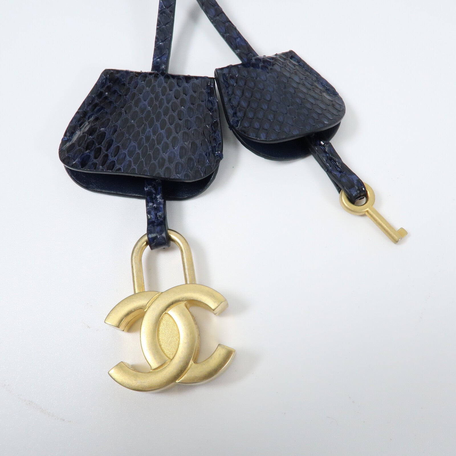 CHANEL Tweed/蛇皮皮革Vanity Case 17cm金扣鏈帶手挽肩背兩用袋